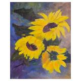 Framed Sunflower Still Life Painting