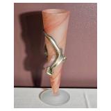 Art Glass Vase with Sculptural Metallic Hand Accent