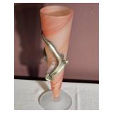 Art Glass Vase with Sculptural Metallic Hand Accent