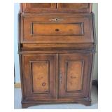 Traditional Secretary Desk with Glass Door Bookcase Top