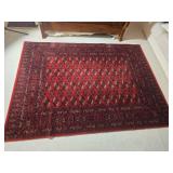 Red Wool Bokhara Style Area Rug