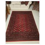 Red Wool Bokhara Style Area Rug