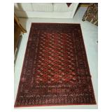 Red Wool Bokhara Style Area Rug