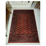 Red Wool Bokhara Style Area Rug