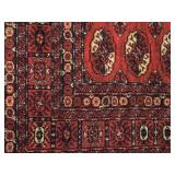 Red Wool Bokhara Style Area Rug