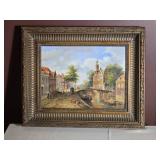 Signed Kanuff Nau Canal Street Scene Painting