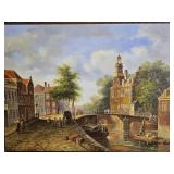 Signed Kanuff Nau Canal Street Scene Painting