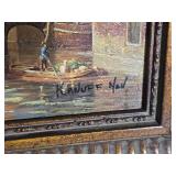 Signed Kanuff Nau Canal Street Scene Painting