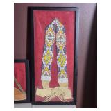 Framed Beaded Decorative Panels Pair