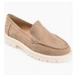 Brand New - ERIKA FAUX SUEDE LOAFER FLAT IN WIDE - Taupe Suede-size 8
