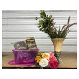 Large lot of Home Interiors Flowers - Vase - Moss and More