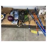 Large Lot of Sporting Goods - Skateboards - Bowling Balls - Skis And More