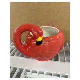 Brand New - Ceramic Flamingo Planter & Mushroom Watering Stake