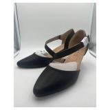 Brand New - Womens black high heels with strap size 8.5
