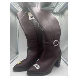 Brand New - A New Day Women's Burgundy Pebbled Faux Leather Block Heel Tall Boots Size 6