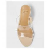 Brand New - A New Day Clear Strap Wedge Sandals Beige Strappy Slip On Women's Size 9