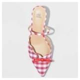 Brand New - Wild Fable Women's Lysandra Gingham Eyelet Kitten Heels Red Plaid Size 9