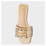 Brand New - Women's Kelsey Rhinestone Buckle Slide Sandals - A New Day Size 6.5
