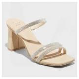 Brand New - A New Day Women's Chunky Block High Heel Slip On Sandals Leather Size 11