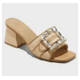 Brand New - Women's Kathleen Raffia Buckle Block Heels - A New Day Size 11