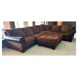 LLR - Sectional Sofa & Ottoman With Leather Accents