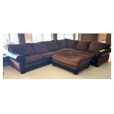 LLR - Sectional Sofa & Ottoman With Leather Accents