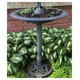 FY - Cast Metal Woman Birdbath Under Umbrella