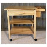 LLR - Rolling Wood Kitchen Cart With Drawer & Shelves
