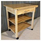 LLR - Rolling Wood Kitchen Cart With Drawer & Shelves