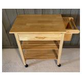 LLR - Rolling Wood Kitchen Cart With Drawer & Shelves