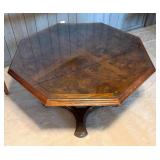 LLR - Vintage Burled Walnut Dining Table & 6 Chairs With Glass Top