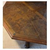 LLR - Vintage Burled Walnut Dining Table & 6 Chairs With Glass Top