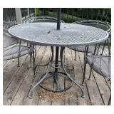 BY - Metal Patio Table, 4 Chairs & Umbrella Set
