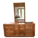 BR2 - Vintage Oak Dresser With Mirror Light Vintage Wear