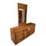 BR2 - Vintage Oak Dresser With Mirror Light Vintage Wear