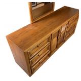 BR2 - Vintage Oak Dresser With Mirror Light Vintage Wear