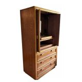 BR2 - Vintage Oak Armoire Cabinet / Vintage Gentlemen's Chest Armoire with Carved Panel