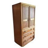 BR2 - Vintage Oak Armoire Cabinet / Vintage Gentlemen's Chest Armoire with Carved Panel