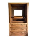 BR2 - Vintage Oak Armoire Cabinet / Vintage Gentlemen's Chest Armoire with Carved Panel