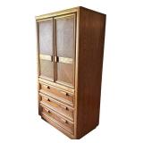 BR2 - Vintage Oak Armoire Cabinet / Vintage Gentlemen's Chest Armoire with Carved Panel