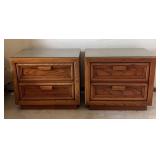 BR2 - Vintage Oak Nightstand Pair