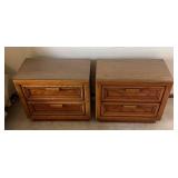 BR2 - Vintage Oak Nightstand Pair