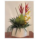 BR1 - Faux Floral Arrangement in White Planter