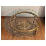 BR3 - Vintage Franco Albini Style Bentwood Rattan Coffee Table Glass Top