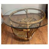 BR3 - Vintage Franco Albini Style Bentwood Rattan Coffee Table Glass Top