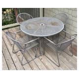 BY - Outdoor Metal Patio Table & 4 Chairs Set