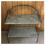 FR - Vintage French Country Style Marble Top Metal Shelf