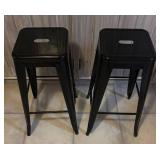 LLK - Black Metal Bar Stools 31 in Tall (Lot of 2)