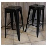 LLK - Black Metal Bar Stools 31 in Tall (Lot of 2)