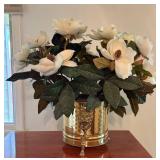 BR1 - Faux Floral Arrangement in Brass-Tone Planter